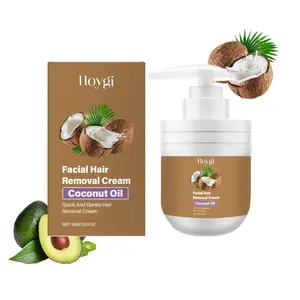 Hoygi Painless Facial Hair Removal Cream - Coconut Oil & Shea Butter Formula for Hair Reduction - Peach Fuzz Remover for Upper Lip, Chin, and Face - Gentle Hair Removal for Sensitive Skin - Soothing & Hydrating - 3.53 oz