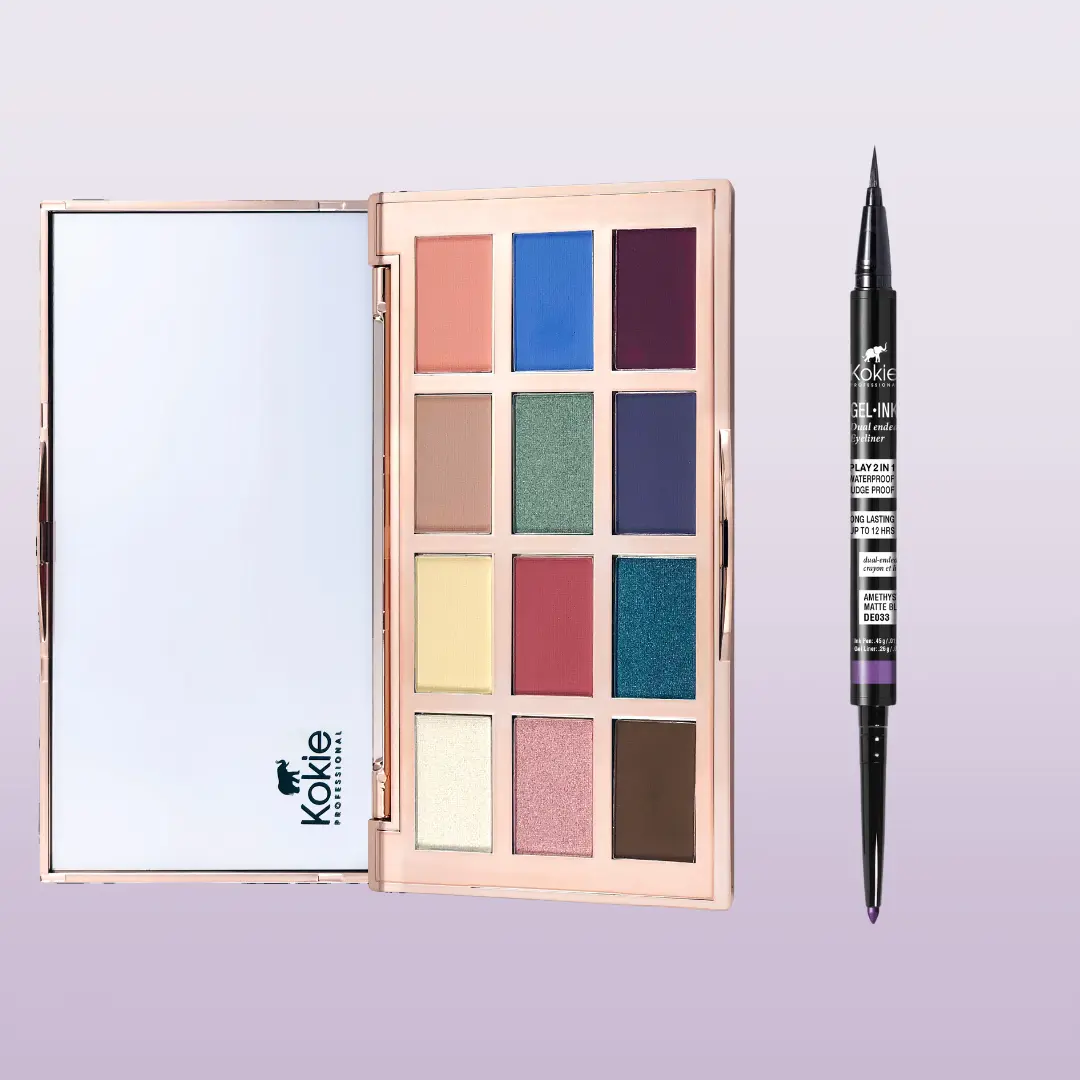 Kokie Professional Artist Eyeshadow Palette & Gel Ink Dual Ended Eyeliner Duo