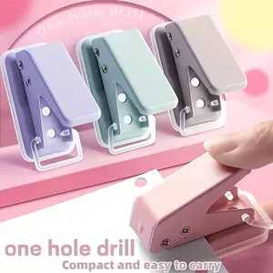Cute Mini Morandi Single Smooth Hole Puncher (10 Sheets Capacity), 6mm Hole DIY Card Making, Manual Paper Punch for A4 Paper Binding, Office Stationery Supplies