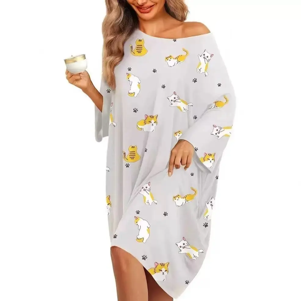 Plus Size Nightgown for Women  Sleep  Dress Pjs Lounge Short Sleeves Sleepwear With Pocket Fit  Pajamas Elastic Loungewear Breathable Fabric
