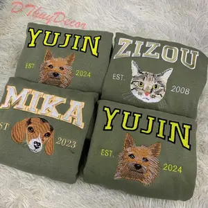 Personalized Pet Embroidered Jumper, Custom Pet Face Embroidered Sweaters, Custom Name Embroidered Crewneck, Christmas Gift