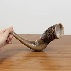 Authentic Natural Resin Ram's Horn Shofar(Not to be played) — Ceremonial Horn — Traditional Jewish Cultural Gift for Rosh Hashanah & Yom Kippur — Unique Home Decor & Spiritual Accent Piece