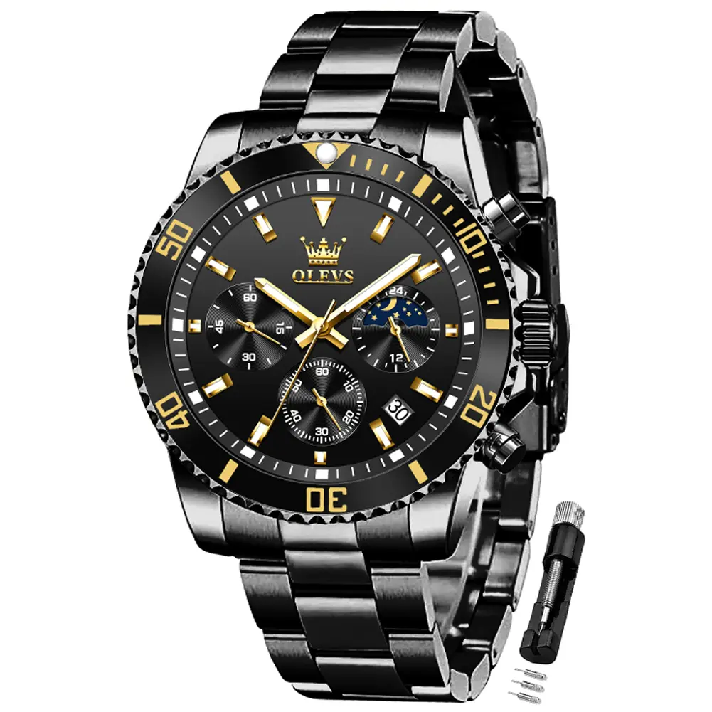 OLEVS Watches for Men with Date Luxury Big Face Waterproof Mens Wristwatch Analog Dress Stainless Steel Man Watch Luminous Relojes De Hombre Calendar 2870
