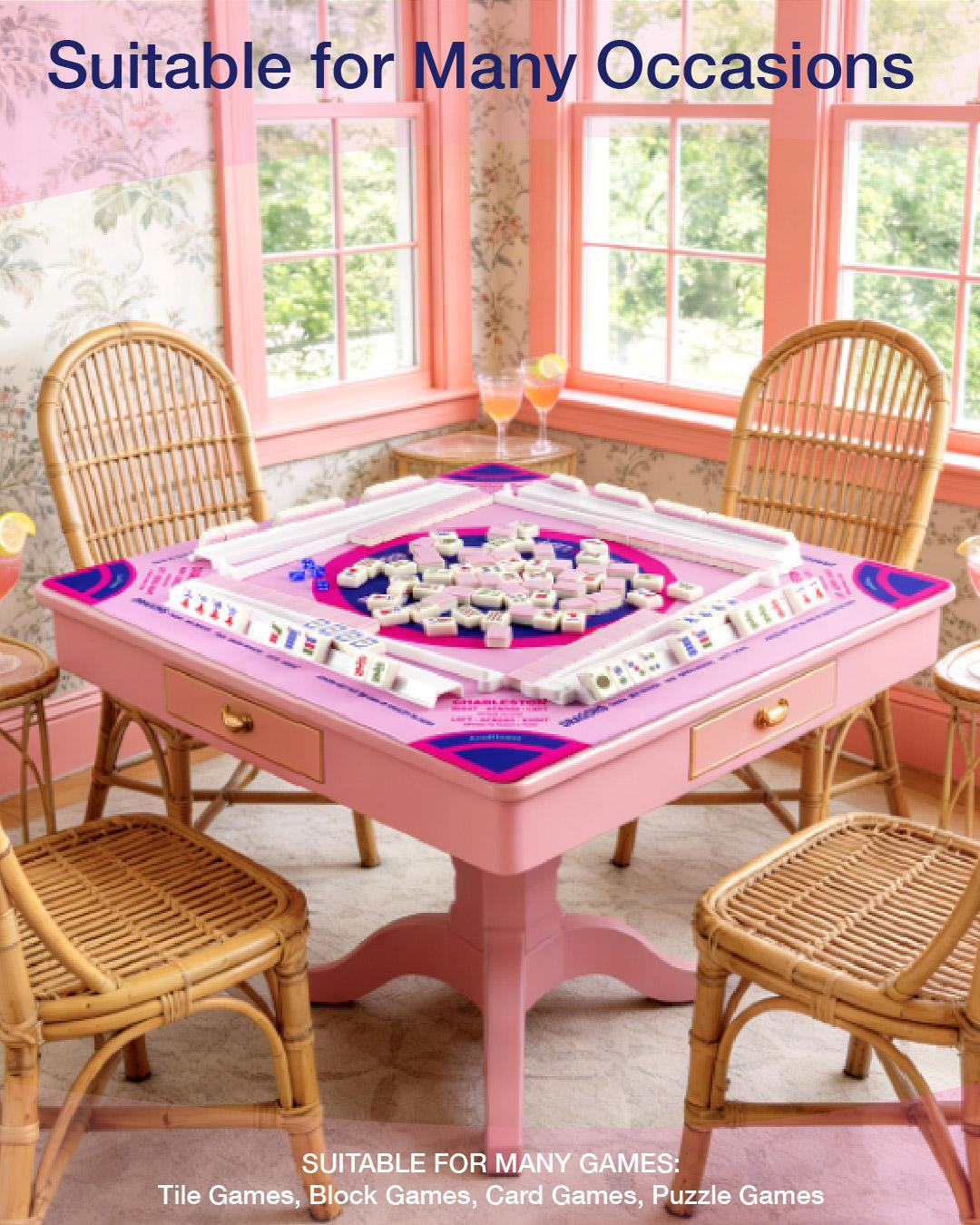 Pink & Blue Mahjong Mat (31.5"X31.5") with Black Carrying Bag, Anti-Slip, Noise-Reducing Mahjong Mat for Table, Board Games, Tile Games and Cards
