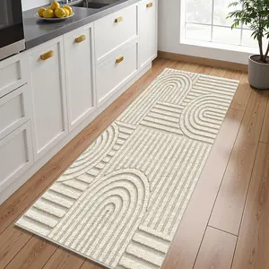 A minimalist geometric runner rug, hallway carpet, Home Decorative Rug, lightweight and easy-to-clean foldable floor mat, washable and low-maintenance home decor carpet suitable for hallways, corridors, staircases, bedrooms, beside beds, kitchens