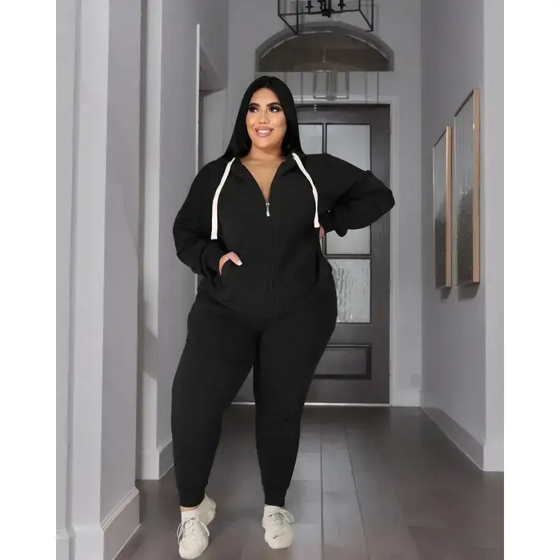 Women's Sets |   Autumn/Winter High Jogging Shoes and zip-in-the-stick hoodies, plus size (gifts) Ladies Women Fashion Classic Stylish Relaxed Comfortable Trendy Durable Feminine Smooth Fashionable Breathable
