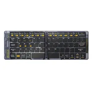Foldable Transparent Bluetooth Keyboard for iPad Wireless Bluetooth Silent Keyboard with Leather Feel and Good Portability