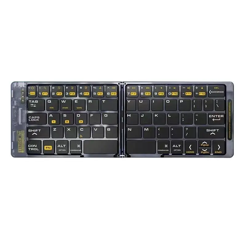 Foldable Transparent Bluetooth Keyboard for iPad Wireless Bluetooth Silent Keyboard with Leather Feel and Good Portability