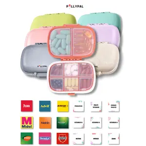 PillyPal V2 2 Sticker Sheets 8 Compartments Portable Durable Pill Vitamins Supplements Probiotics Organizer Healthcare Containers Waterproof Travel Organizer TSA Approved
