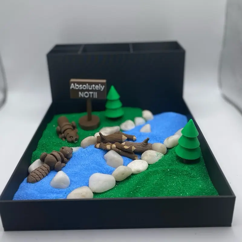 Beaver Zen Garden, Mini Desk Decor, Sensory Calming Sand Garden
