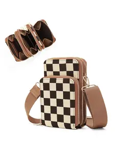 Chessboard Pattern Large Capacity Multifunctional Fashion Shoulder Bag, Portable Crossbody Phone Bag, Stylish Small Handbag for Daily Use