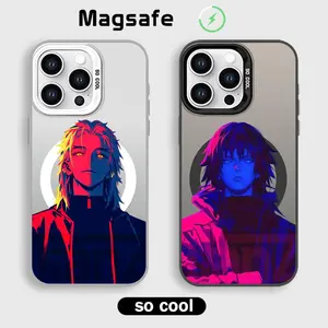 D-Demon Slayer Infinity Castle Phone Case White Magnetic IMD Colorful Silver case for iPhone 17 16 15 14 13 12 11 Pro Max Plus