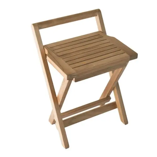 ARB Teak BEN560 Foldable Shower Bench with Handle - Responsibly Harvested Plantation-Grown Teak, Stainless Steel, for Steam Room & Sauna, No Issues Withstanding Constant Water Flow - 18x16x15 in.