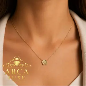 14K Solid Gold Radiating Flower Necklace – Diamond Cut Flower Pendant | 18” Chain