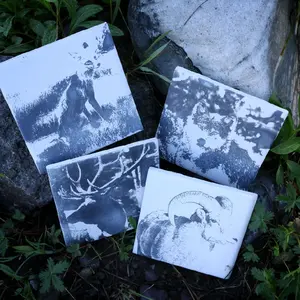 4 Inch Ceramic Etched Coasters Unique Design Featuring Animal Imagery on Each Tile for Decorative Use