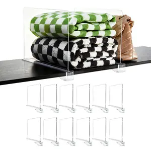 8/12 Pack Acrylic Shelf Dividers for Closet, Clip on Clear Plastic Shelf Separators,Handbag Organizers for Shelves Separator Clear