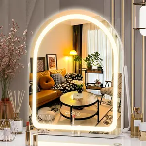 Vanity Mirror with Lights, 11"* 14" Arched LED Makeup Mirror, Lighted Makeup Mirror with Lights, Smart Touch Control Dimmable 3 Modes Light 360 ° Rotation White