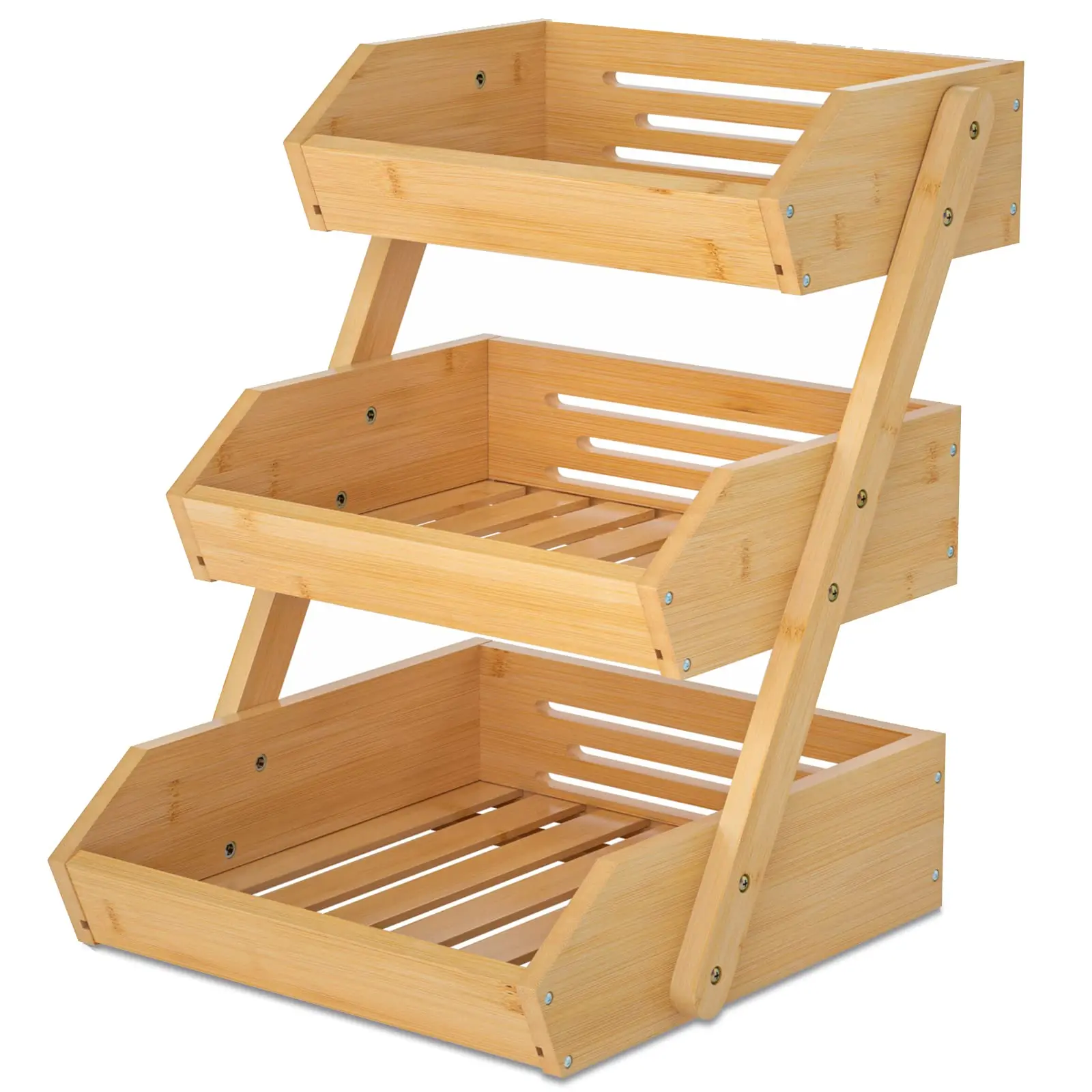 Large 3 Tier Fruit Basket Stand For Kitchen Countertop - Holder Suitable Bread  Vegetables Produce Home Storage And Display