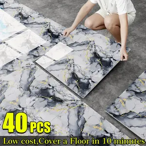 20 /40 Pack Self-Adhesive Faux Marble Gold Wall Panels for Bathroom, Kitchen, Living Room – Easy Tool-Free Installation & Removal stick tile
