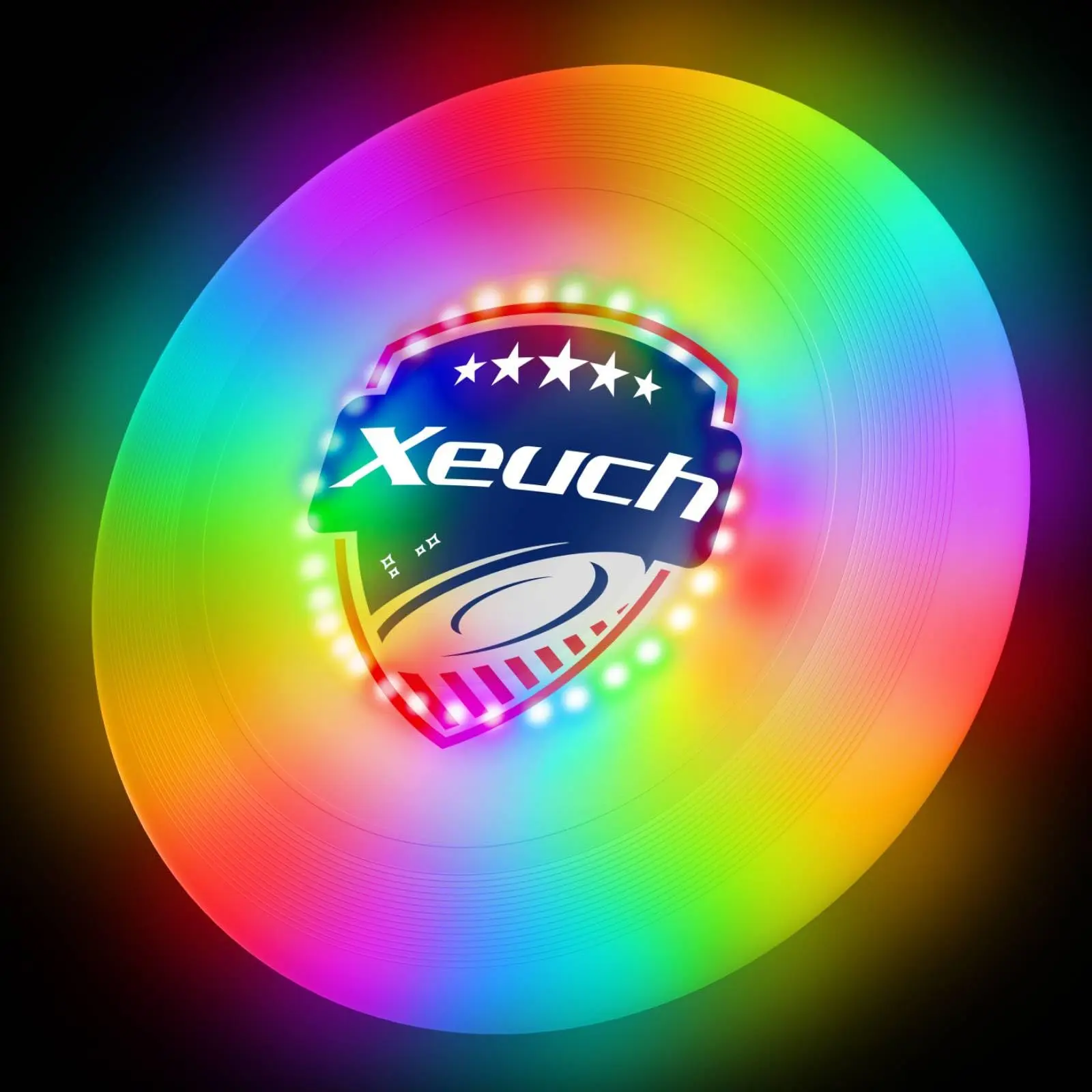 Xeuch - Ultimate Glow Flying Disc - 175g with 30 RGB LEDs, 16 Lighting Modes, 4 Brightness Levels, Timer & Motion Sensor for Competitive & Casual Play