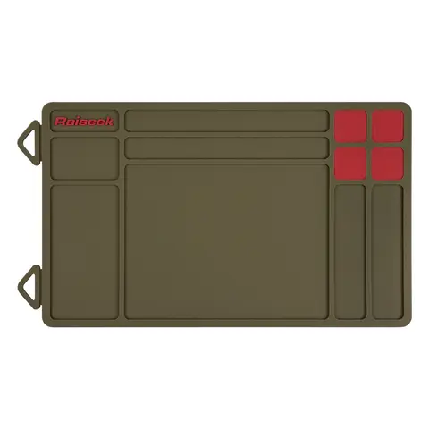 Hunting Cleaning & Maintenance Mat - Anti-Slip Rubberized Workbench Repair Mat, 15.9"x9.8" Polymer Surface, Hanging Holes, Functional Organizer Storage for Parts Stay Put