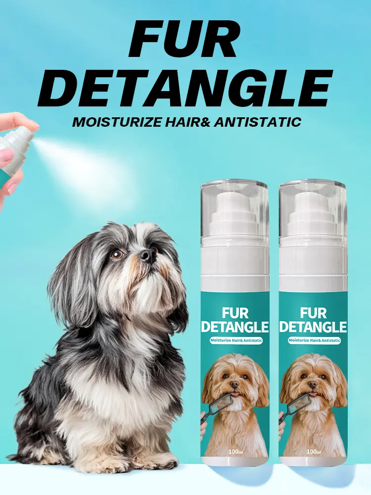 FUR DETANGLE Pet Knotting Spray Static Free Combing Long Lasting Fluffy Nourishing Smoothing Conditioning Hair Essence Spray 100ml Grooming Products Poodle