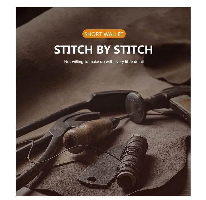 Men's leather short wallet thin wallet foldable minimalist soft leather wallet