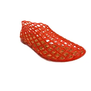 Women's Slip-On Jelly Flats DS-109 Comfort Footwear for Walking Spring Arch Support Trendy Breathable Boneless Sandals Textured Design Red Summer Shoe Casual slipper Soft Girl Black