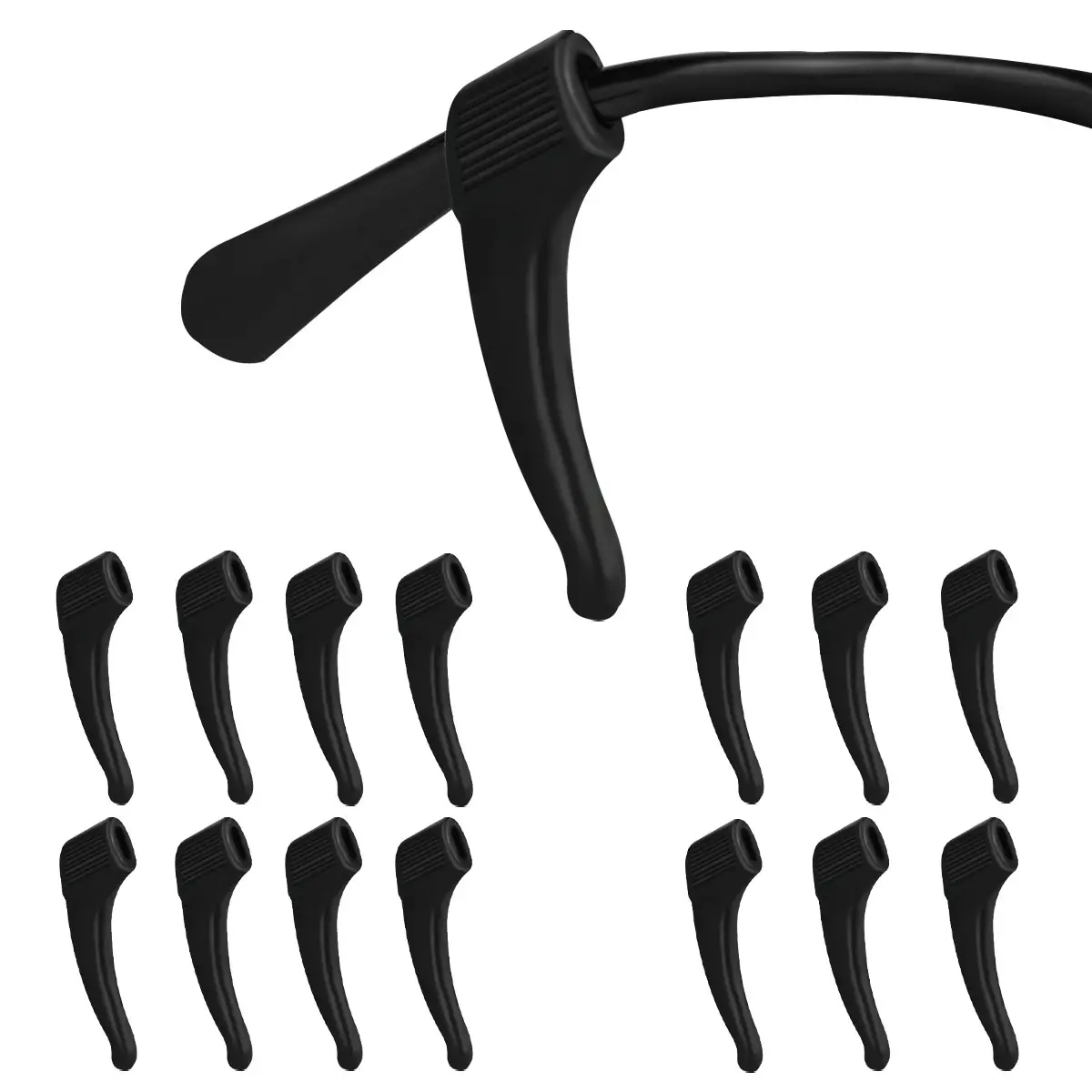 15PCS Silicone Eyeglass Compatible Grippers - Eyewear Accessories, Anti-Slip Hooks for Sports Use, Eyeglass Compatible Gripper backtoschool, Sunglasses Holder Clip, Active Wear, 3.6 Inches Long