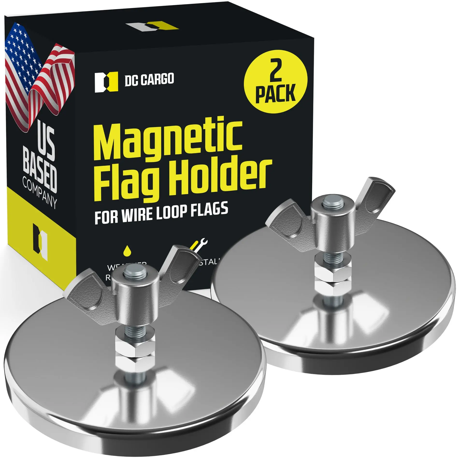 Magnet for Safety Flag with Wire Loop, 2-pack