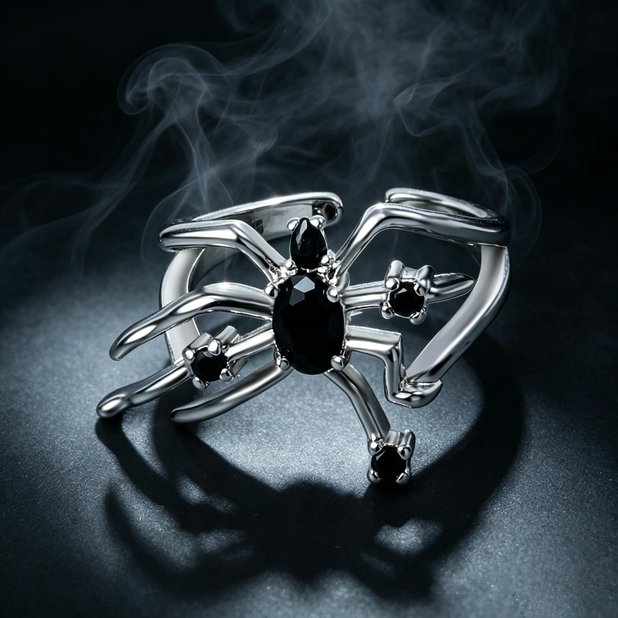 Spider Web Open Ring | Punk Gothic Jewelry for Halloween Daily Wear