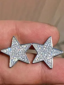 1 Pair Fashion Cubic Zirconia Star Stud Earrings Fashionable Jewelry For Women For Wedding Engagement Anniversary Party Jewelry Valentine's Day Gift High Quality Earrings