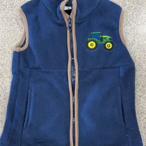 Toddler Baby Boys Christmas Fleece Vest Casual Sleeveless Zip Up Tractor Embroidery Vest Jacket Coat with Pockets Fall Winter Country Farm Clothes