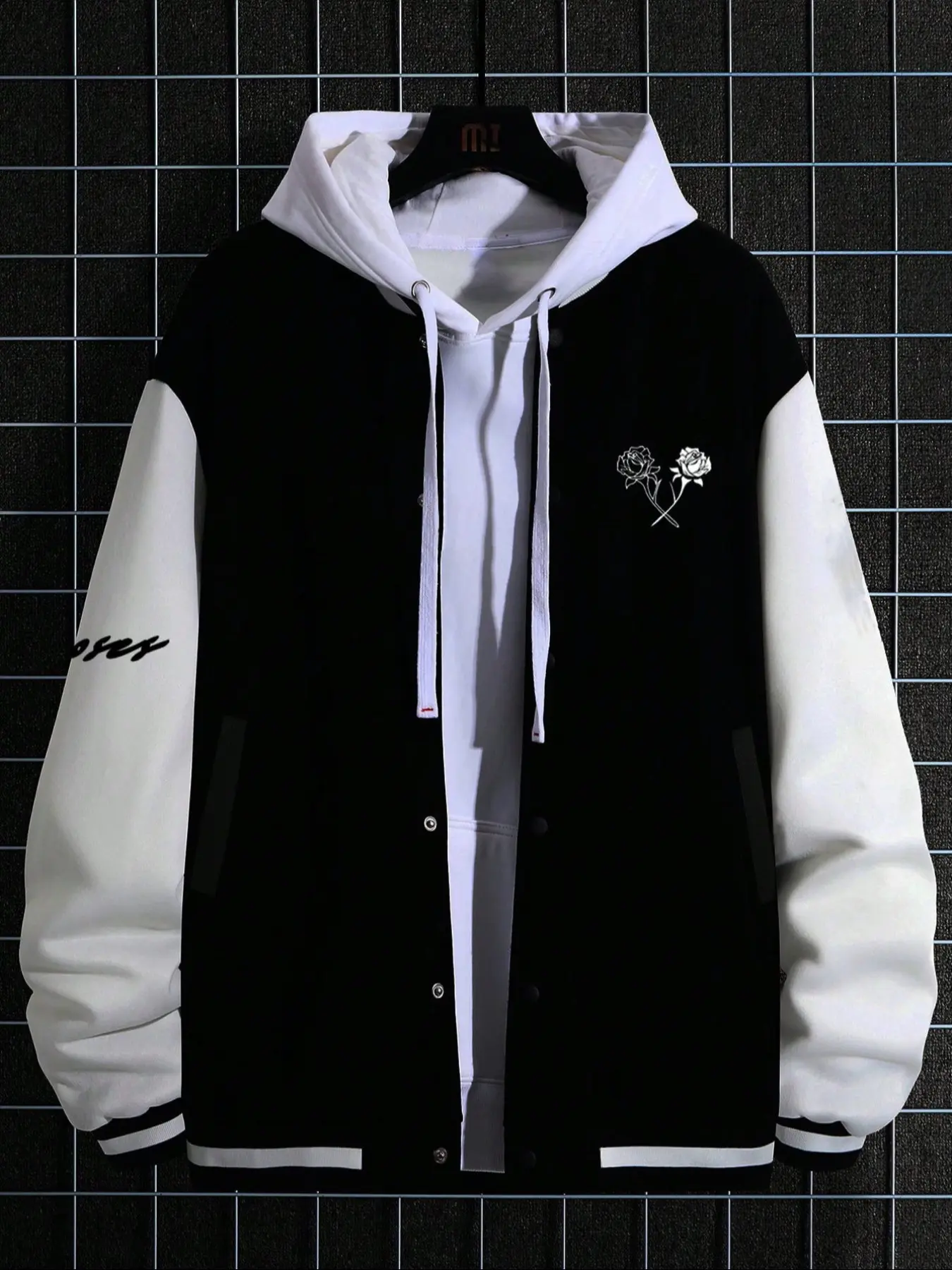 American Vintage Letter Print Baseball Jacket, Vintage Appeal, Casual Style with Collar, Long Sleeve for Fall Winter, Layered Wear Option, Casual Fitted Jackets, Collared Coat, Coats, Tops