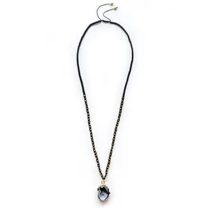 Enchanted Necklace, made with Druzy Agate pendant, corded and macrame woven