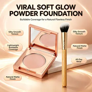 MYCHEER All-in-1 Foundation Stick - Oil-Control Matte Setting Powder, Pore-Blurring, Long-Lasting, Waterproof, Smudge-Proof, Travel-Friendly Cosmetic with Brush, Concealer for Oily & Combination Skin, Dark Circle Fix, Even Skin Tone Perfecting Makeup