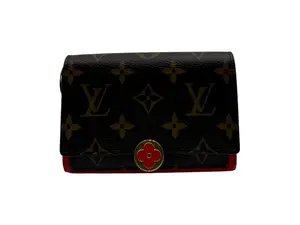 Pre-owned Louis Vuitton COATED CANVAS Small Leather Goods MONOGRAM FLOWER SHORT WALLET