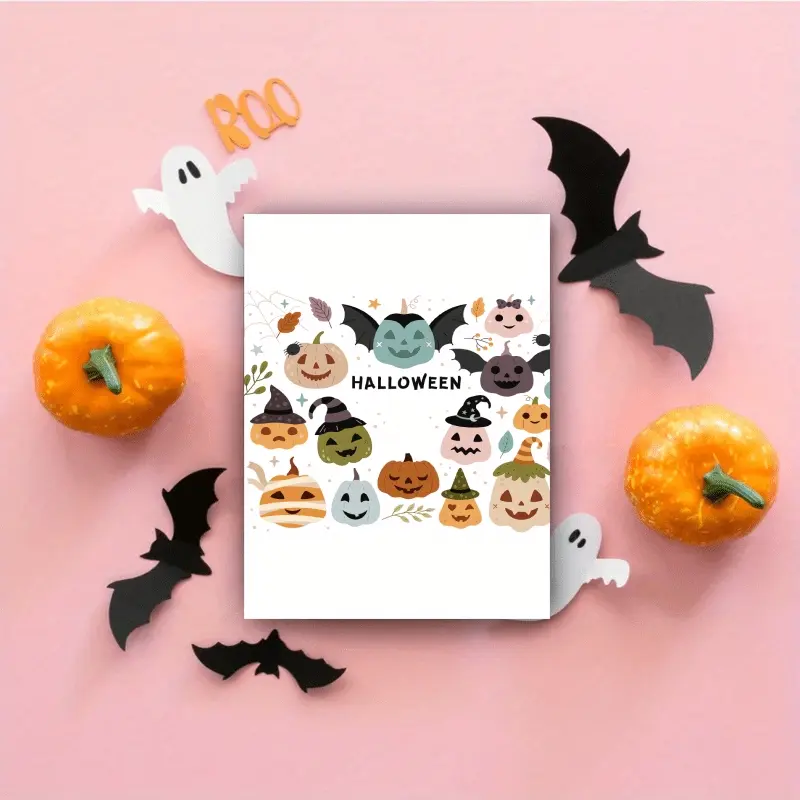 1pc Happy Halloween Card, October Autumn Halloween Card, Creative Halloween Card, Fun Witch Hat Pumpkin Halloween Card, Suitable for Friends and Family, Card