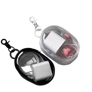 Data Cable Storage Bag Transparent Compact Earphone Power Bank Charger Storage Bag Portable Travel Case