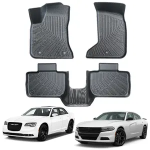 Canvcle Custom Fit Floor Mats for 2011-2023 Dodge Charger AWD & Chrysler 300 AWD (Not RWD) All Weather TPE Heavy Duty Front & 2nd Row Protection with 3D Edge & Easy Cleaning