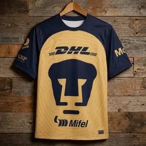Gold Navy Lion Inspired Soccer Jersey, Retro Mexican Football Shirt, Unisex Vintage Sports Fan Tee -  Full Print Logo