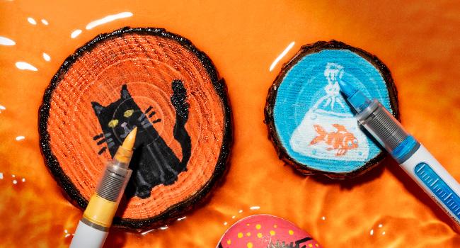 Ohuhu Acrylic Brush Tip Paint Markers 24 Pack/ 48 pack Vibrant Colors with Flexible Brush Tips High-Opacity Waterproof Lightfast Pens for Rock Wood Glass & More