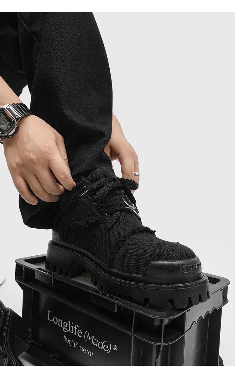 Retro Port Style  Head Leather Shoes, Men's Spring Autumn Chunky Sole Hidden Heel Shoes, Stylist Fashion Casual Shoes