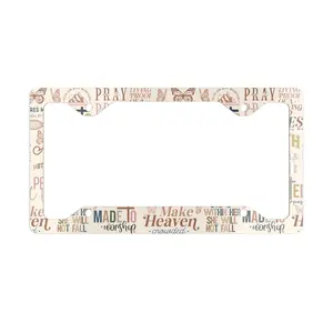 Christian License Plate Frame Metal License Frame 2 Hole Car Accessory Plate Cover Butterfly Pray Believe Faith Heaven Jesus Bible