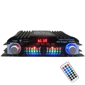 1600W Peak Power 4 Channel Digital Audio Amplifier HiFi Sound Bluetooth Karaoke Player FM Radio with Remote Control Home Audio Amp