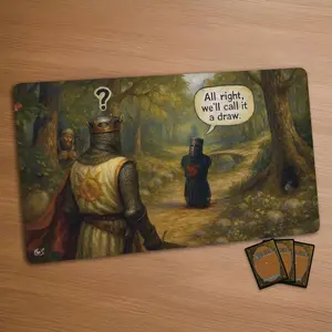 [SALE UP TO 50% + FREE SHIP] Funny MTG Playmat - Monty Python Black Knight  Stitched Edges Extra desk mat