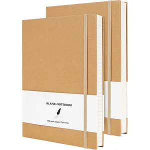 Large B5 Blank Notebook Journals, Plain  Hardcover Sketchbook Subject Composition Notebooks Planner with Unlined Paper, 2 Pack, 120GSM, 102 Sheets, 7.6x10 inch, Travel Journal Set