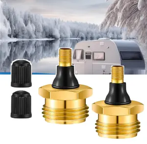 2COUNT Brass Blow Out Plug for RV Antifreeze, Air Hose Compatible with Schrader Valve to Blow Out RV Water Lines, Winterization Valve for Campers, Motorhomes and Travel Trailers