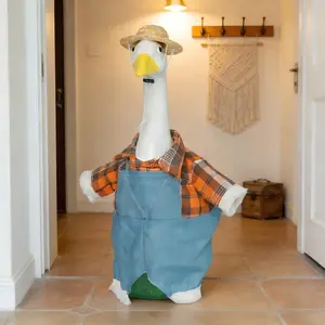 Autumn Harvest Festival Yard Porch Goose Decoration, Shirt Jeans, Fall Season Atmosphere, Thanksgiving Day Decorations