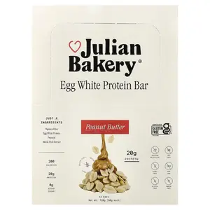 Julian Bakery Egg White Protein Bar, Peanut Butter, 12 Bars, 2.1 oz (60 g) Each
